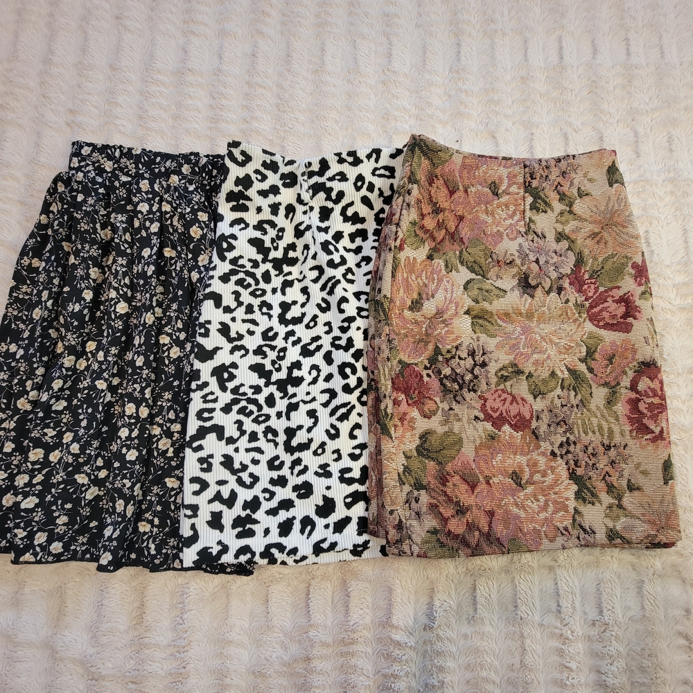 SHEIN Curve Skirt Bundle - Floral & Animal Print Mini Skirt Set 3xl / 4xl